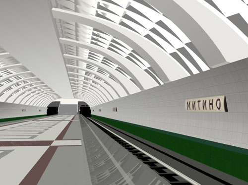 Line 3. Station 'Mitino' (project). © JSC “Metrogiprotrans”, 2008